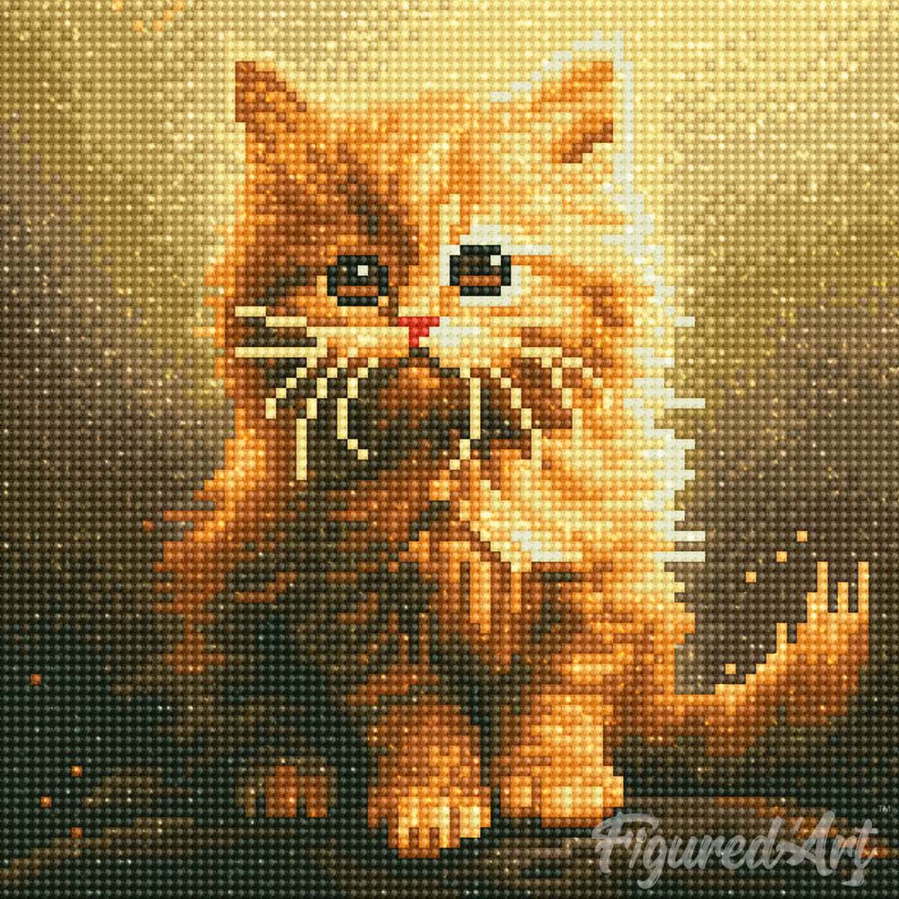 Diamond Art Kit Fluffy Orange Kitten 25X25Cm