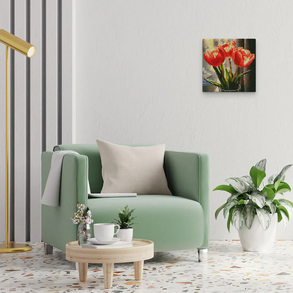 Diamond Art Kit 25x25cm - Peachy Tulips
