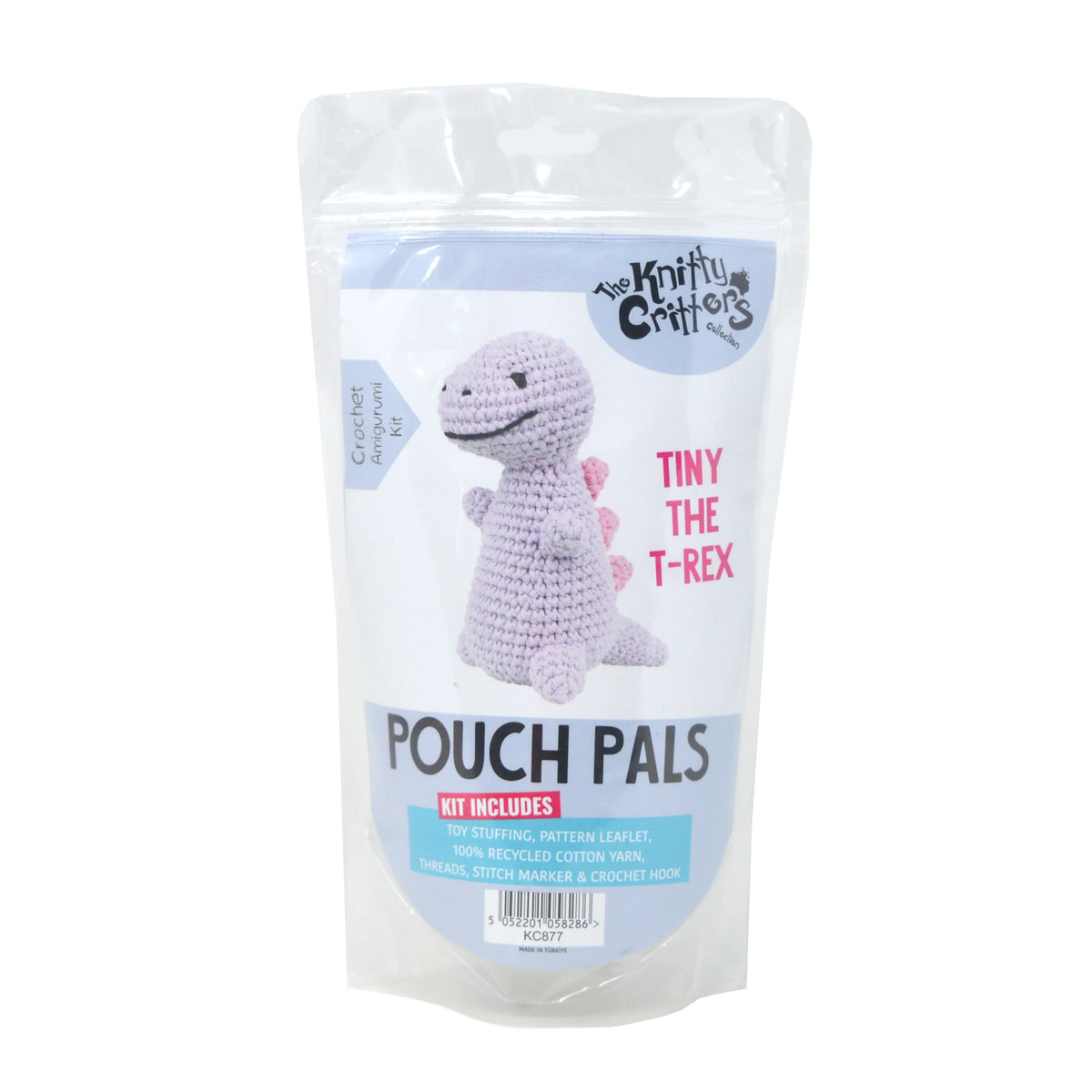 Knitty Critters Pouch Pals Crochet Kit - Tiny the T-Rex