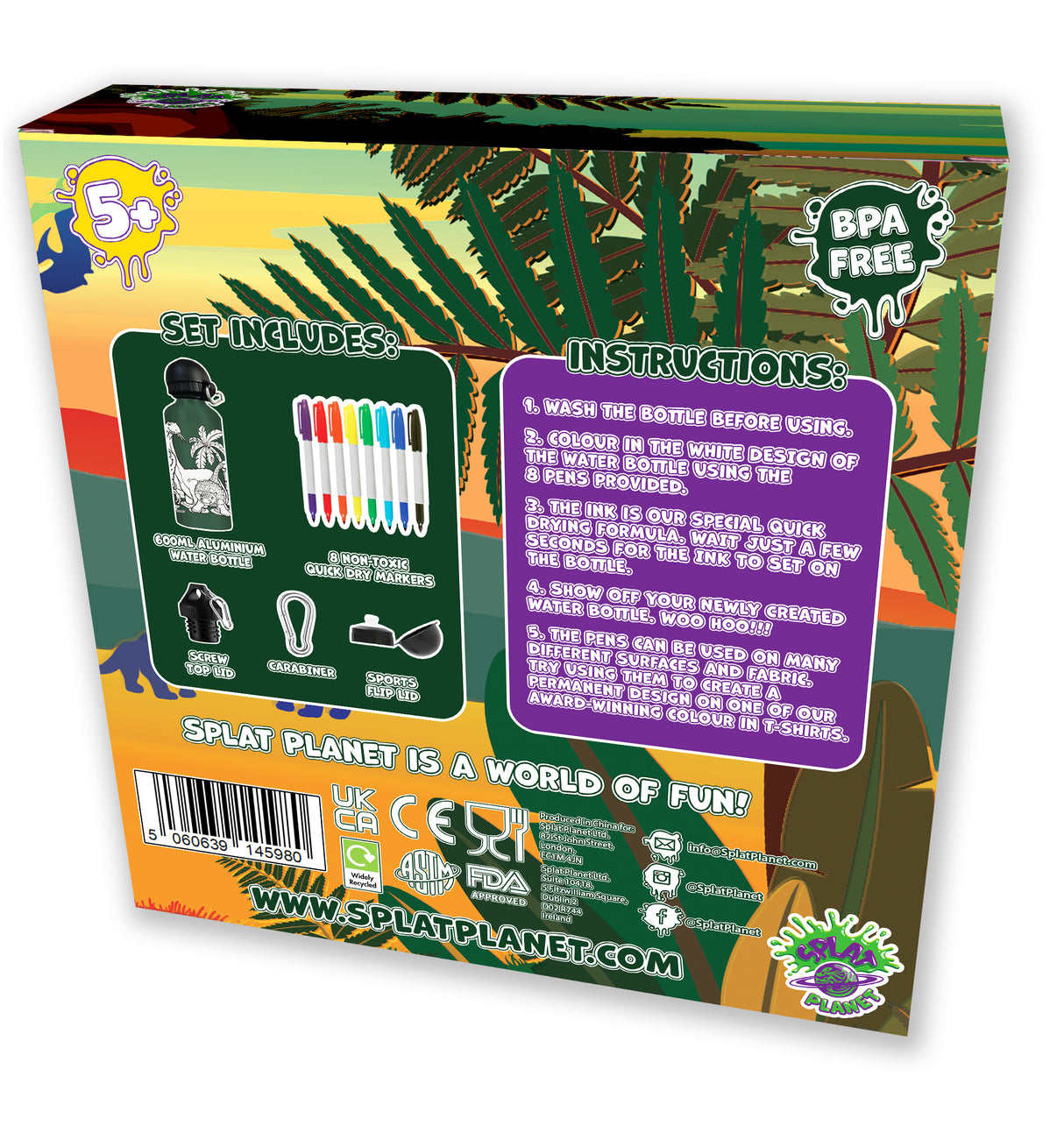 Create Your Own Water Bottle Set - Dinosaur