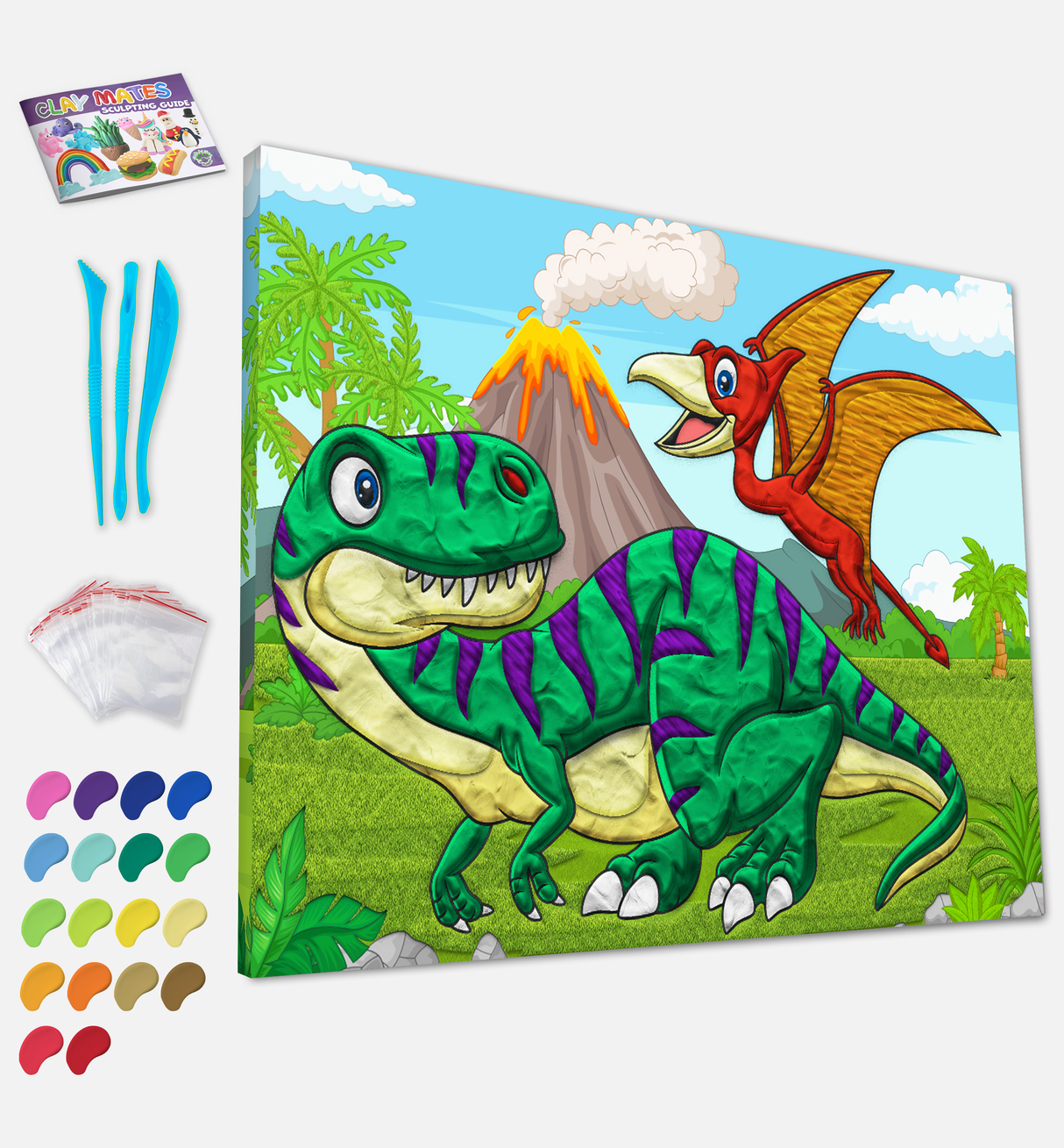 Clay Painting Kit 40x30cm - Dinosaurs