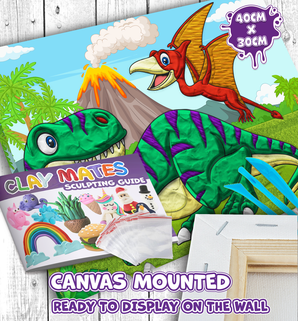 Clay Painting Kit 40x30cm - Dinosaurs