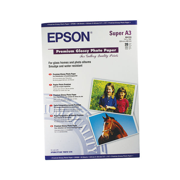 Epson Premium A3+ Glossy Photo Paper (Pack of 20) C13S041316