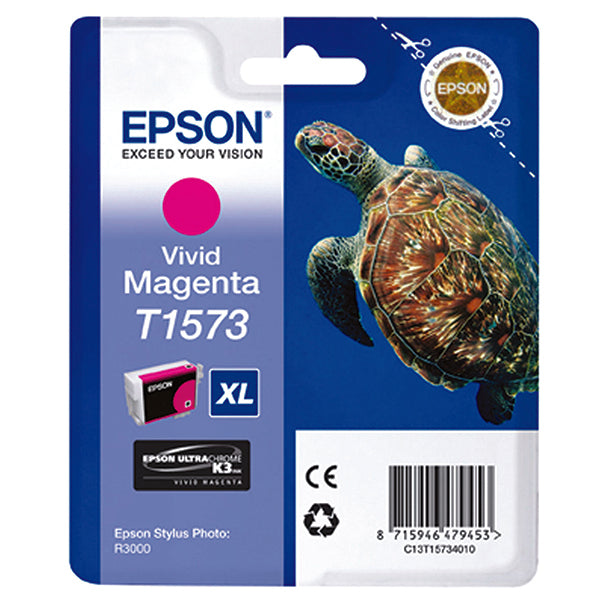 Epson T1573 Ink Cartridge Ultra Chrome K3 XL High Yield Turtle Vivid Magenta C13T15734010
