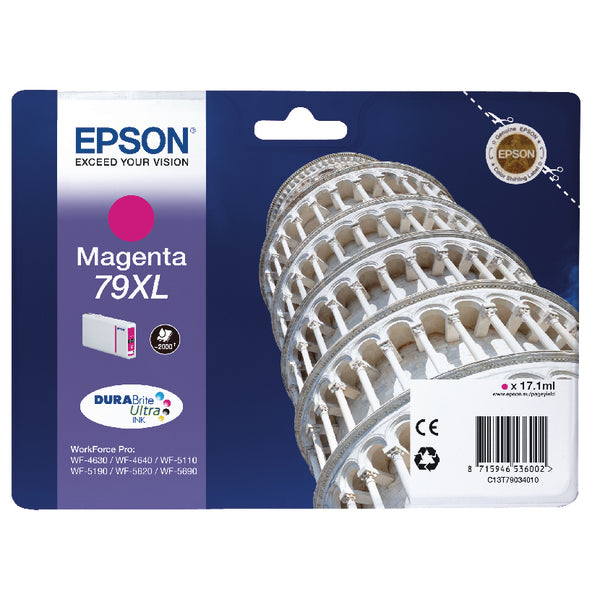 Epson 79XL Ink Cartridge DURABrite Ultra Ink High Yield Tower of Pisa Magenta C13T79034010