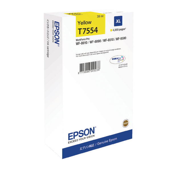 Epson T7554 Ink Cartridge DURABrite Pro XL Yellow C13T755440