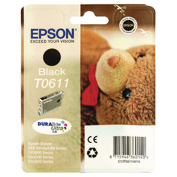 Epson T0611 Ink DURABrite Ultra Teddy Bear Black C13T06114010