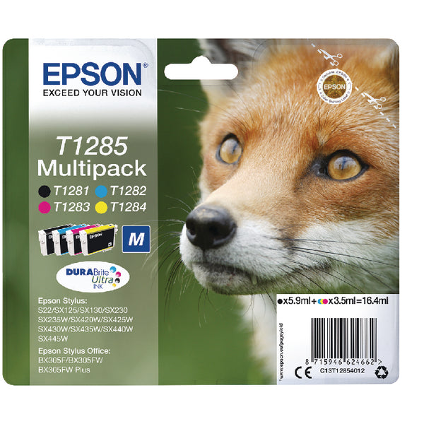 Epson T1285 Ink Cartridge DURABrite Ultra Fox Multipack CMYK C13T12854012