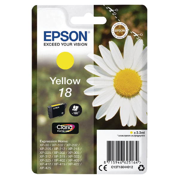 Epson 18 Home Ink Cartridge Claria Daisy Yellow C13T18044012