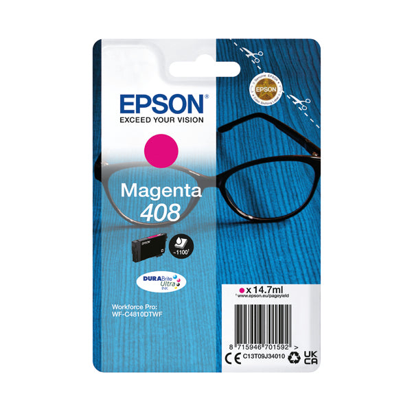 Epson 408 Ink Cartridge DURABrite Ultra Glasses Magenta C13T09J34010