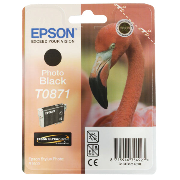 Epson T0871 Ink Cartridge Ultra Chrome Hi-Gloss 2 Flamingo Photo Black C13T08714010