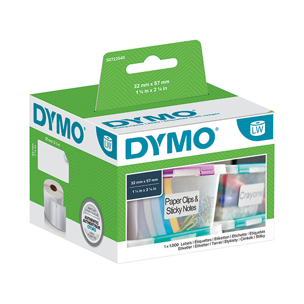 Dymo 11354 LabelWriter Labels 57mmx32mm White (Pack of 1000) S0722540