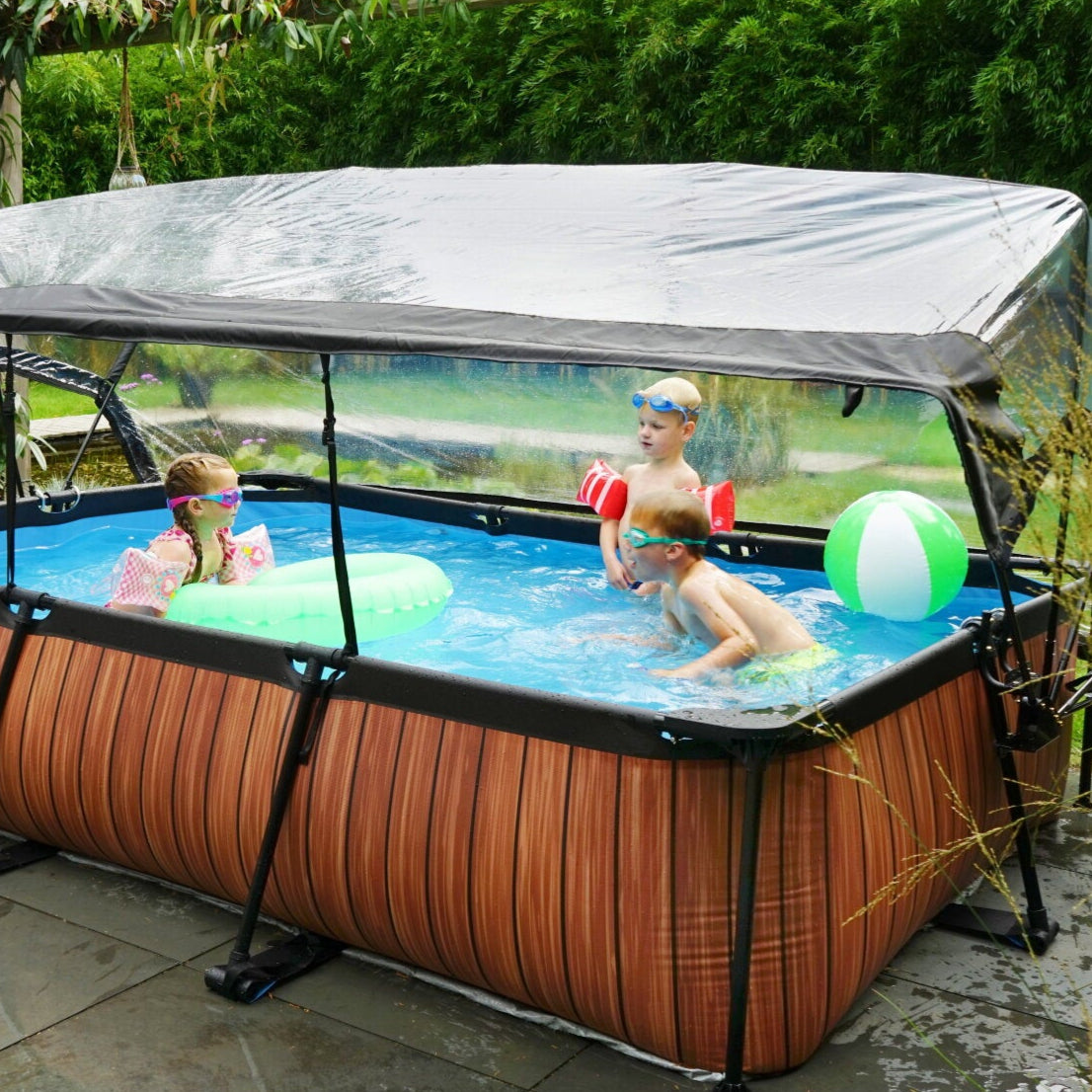 EXIT Rectangular Frame Pool and cover - shallow pool and kids swimming