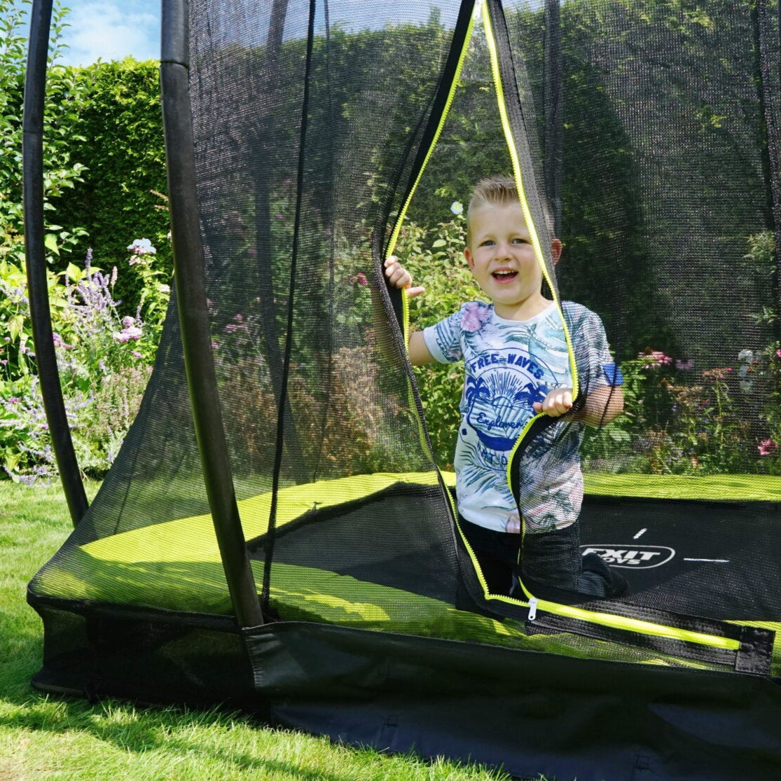 EXIT Silhouette Ground Rectangular Trampoline in the garden