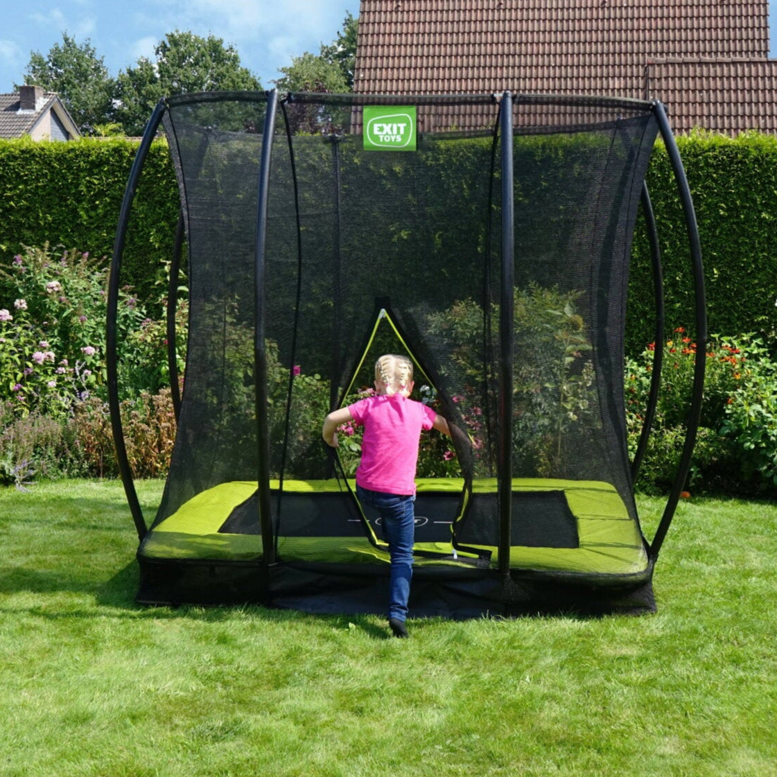 EXIT Silhouette Ground Rectangular Trampoline Lime