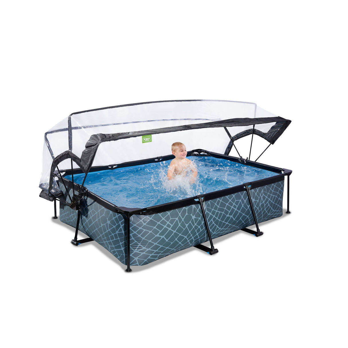 EXIT Stone Grey Frame Pool and Dome - 220 x 150 x 65 cm (Filter Pump)