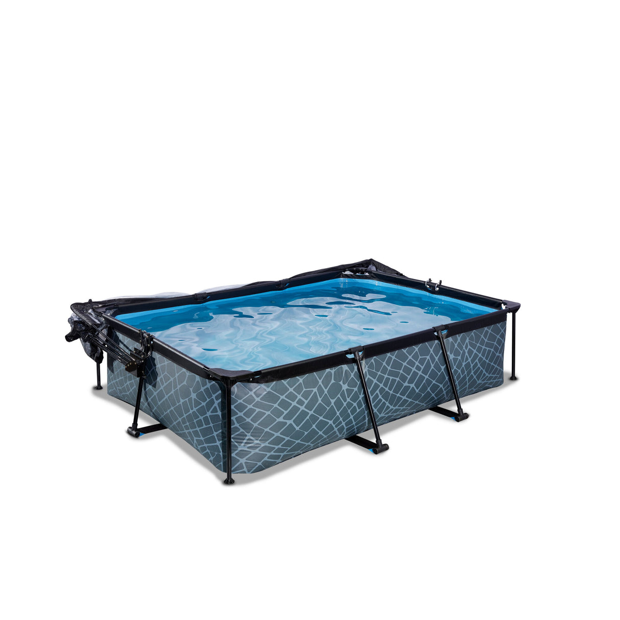 EXIT Stone Pool 220x150x65cm Filter Pump & Dome - Grey