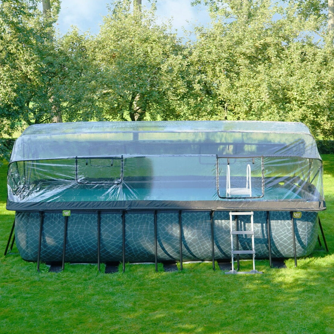 EXIT Stone Grey Rectangle Frame Pool - 5.4