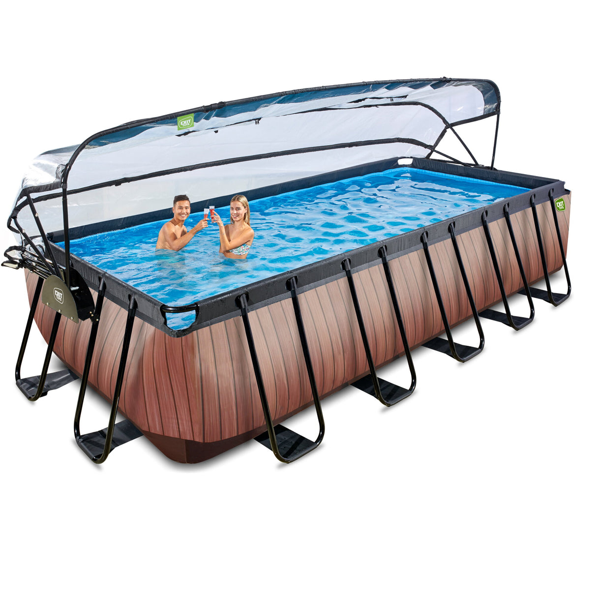 EXIT Wood Brown Rectangle Frame Pool 5.4m with cover