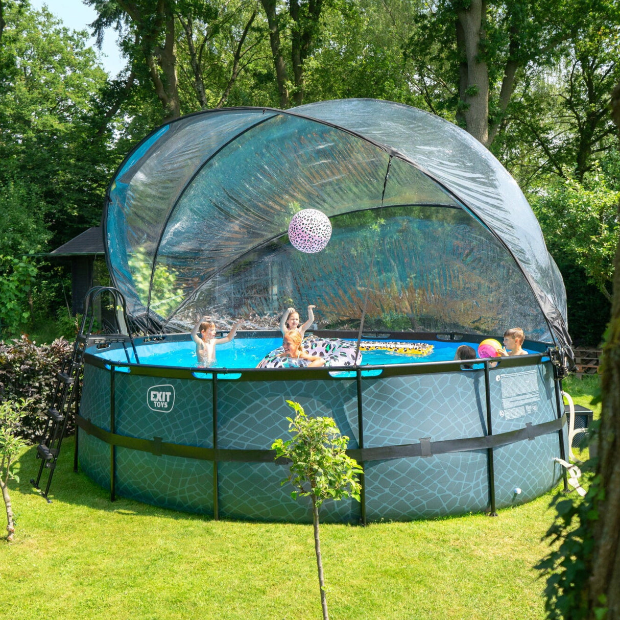 Exit Round Frame Pool with Dome Cover in the Garden
