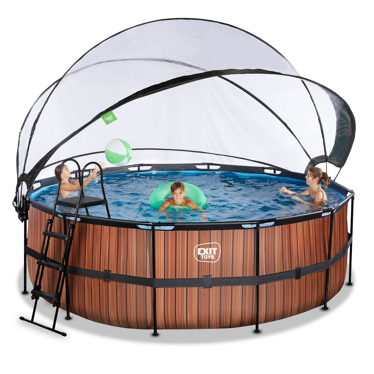 EXIT Wood Round Frame Pool - ø 4.5x1.2m (12V Sand filter)