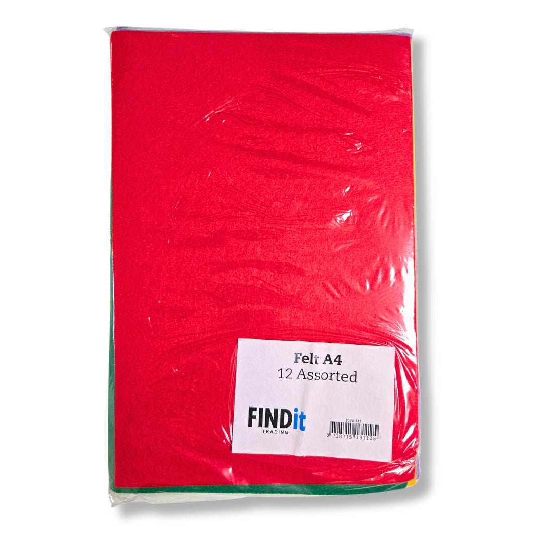 A4 Felt Pack - Assorted Colours (12 Pack)