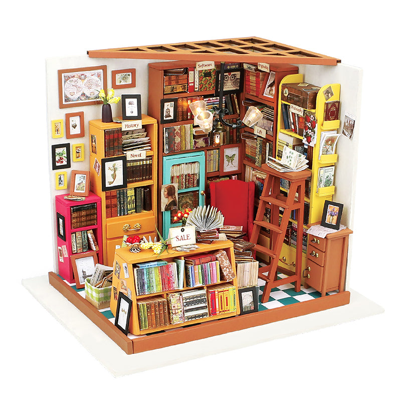 Rolife Sam's Study DG102 Library DIY Miniature Dollhouse