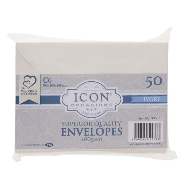 Icon Occasions C6 100gsm Envelopes - Ivory (Pkt.50)