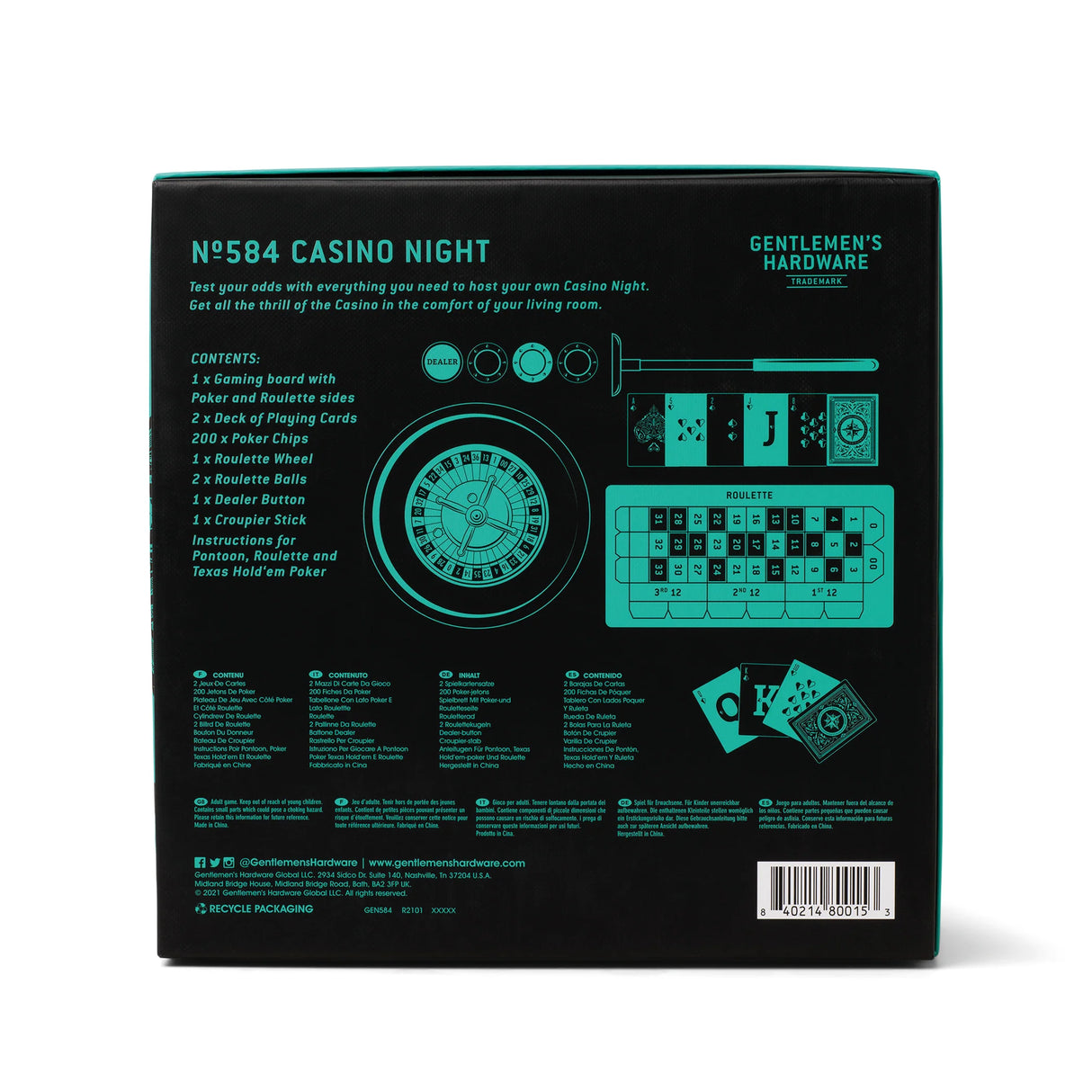 Gentlemen's Hardware Casino Night Game Set