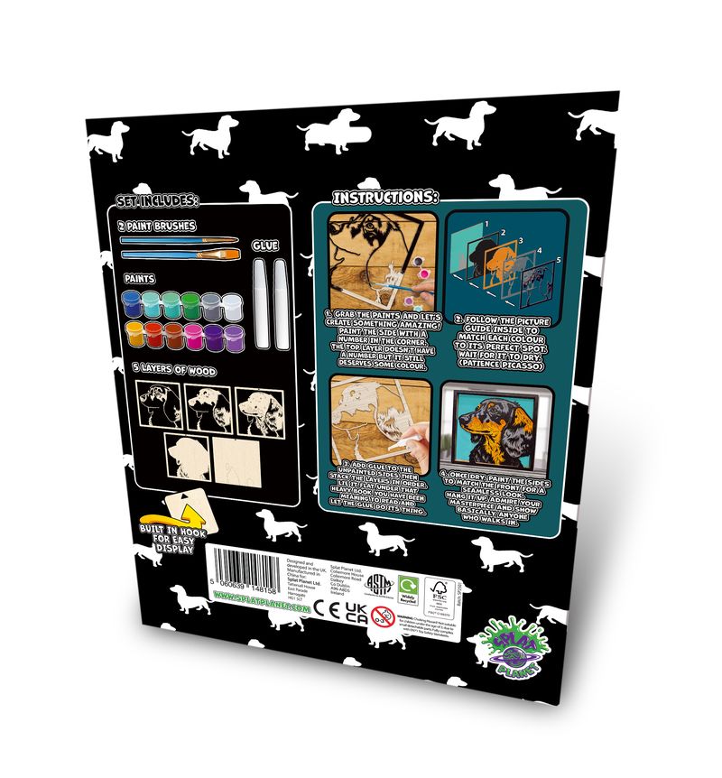 Splat Planet Wood Art Kit - Sausage Dog