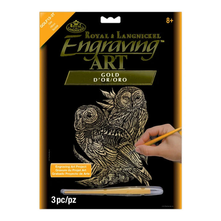 Royal & Langnickel Gold Foil Engraving Art Set - Owls