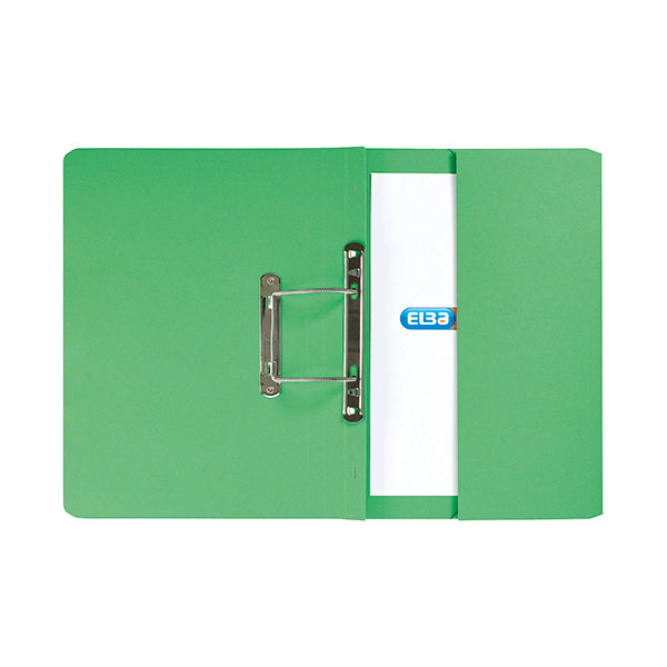 Elba Spring Pocket File Mediumweight Foolscap Green (Pack of 25) 100090147