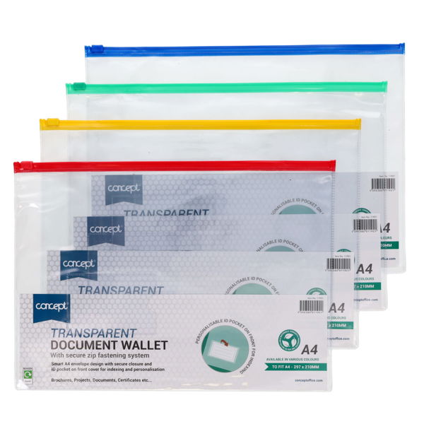 Concept A4 Data Envelope With Zipper (Assortment)
