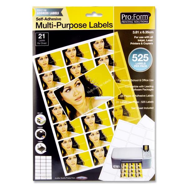 Proform 25 Sheets - 21 Labels 63.5x38mm