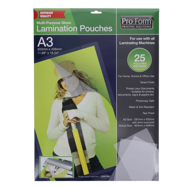 A3 150 Micron Laminating Pouches (Pack of 25)
