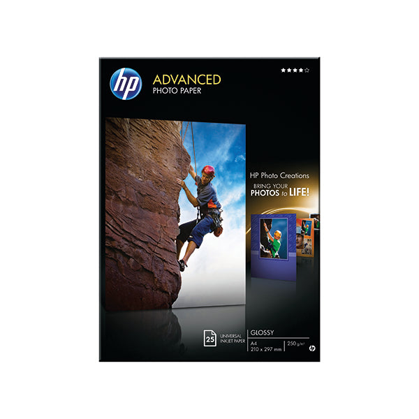 HP A4 White Advanced Glossy Photo Paper 250gsm (Pack of 25) Q5456A
