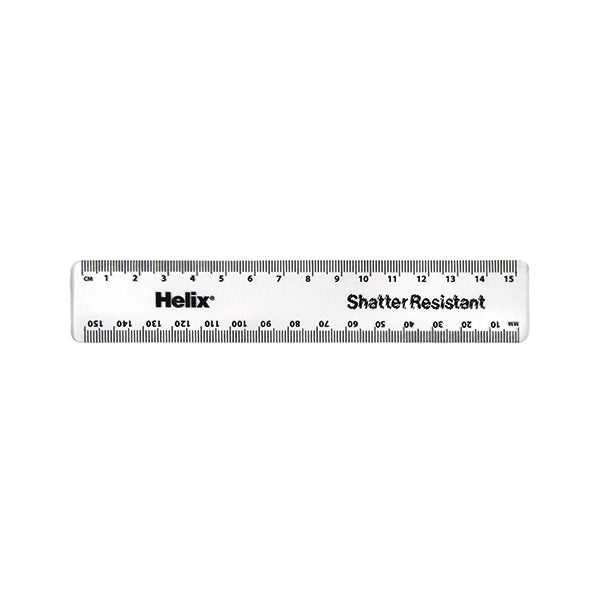 Helix Shatter Resistant Ruler 15cm Clear (Pack of 50) 010311