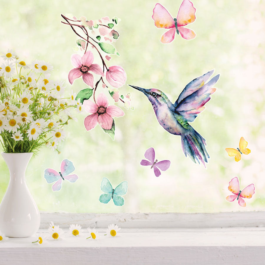 Window Sticker Pack - Hummingbird and Butterflies