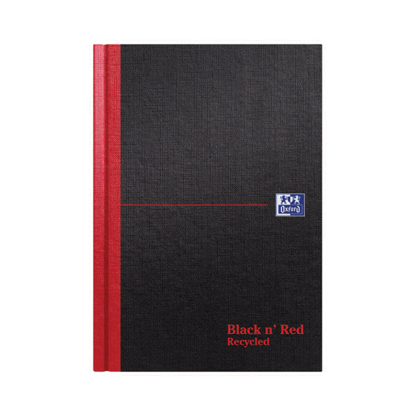 Black n' Red Casebound Ruled Recycled Hardback Notebook 192 Pages A5 (Pack of 5) 100080430