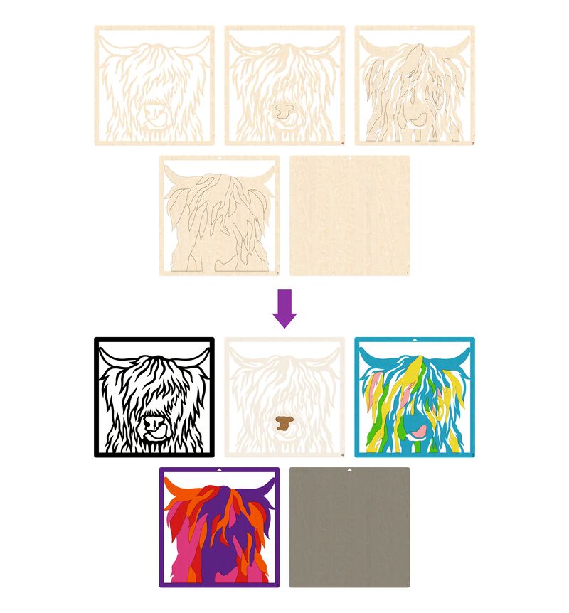 Splat Planet Wood Art Kit - Highland Cow