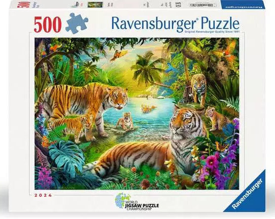 500 Piece Jigsaw Puzzle - Tiger Family In Oasis