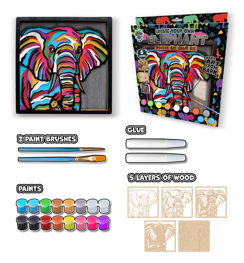 Splat Planet Wood Art Kit - Elephant