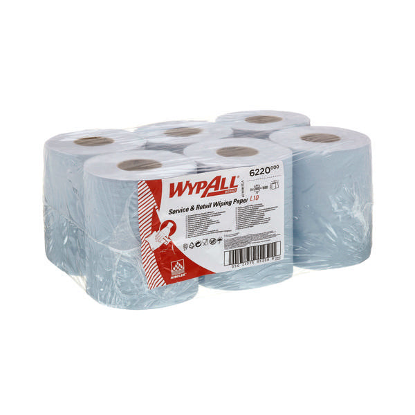 WypAll L10 Service and Retail Centrefeed Paper Rolls 1 Ply Blue (Pack of 6) 6220