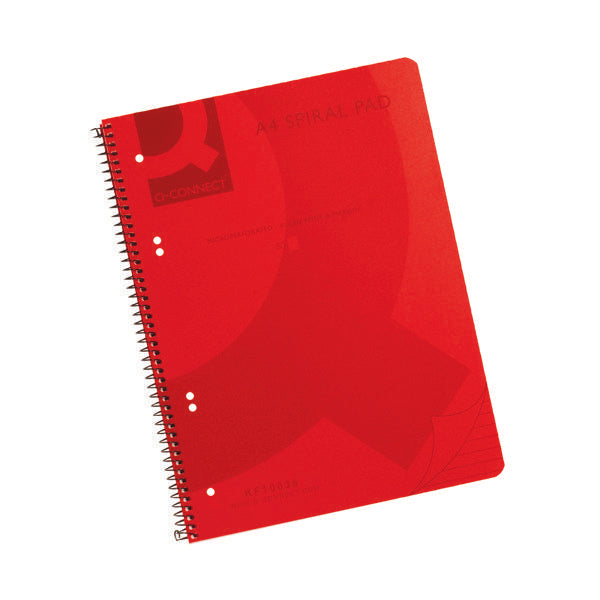 Q-Connect Spiral Bound Polypropylene Notebook 160 Pages A4 Red (Pack of 5) KF10038