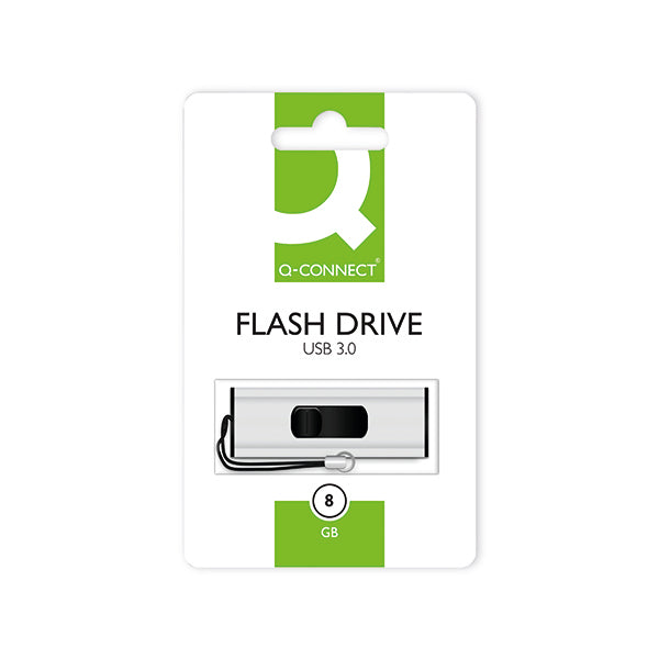 Q-Connect USB 3.0 Slider 8GB Flash Drive Silver/Black KF16368