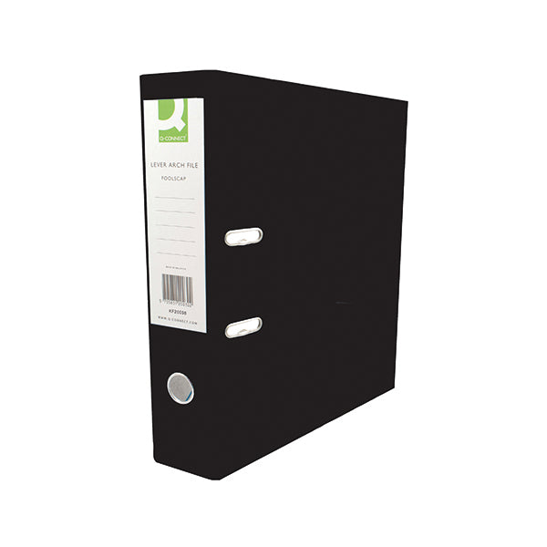 Q-Connect 70mm Lever Arch File Polypropylene Foolscap Black (Pack of 10) KF20025