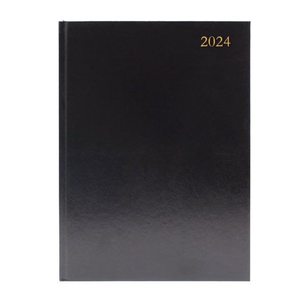 Desk Diary 2 Pages Per Day A4 Black 2024 KF2A4BK24