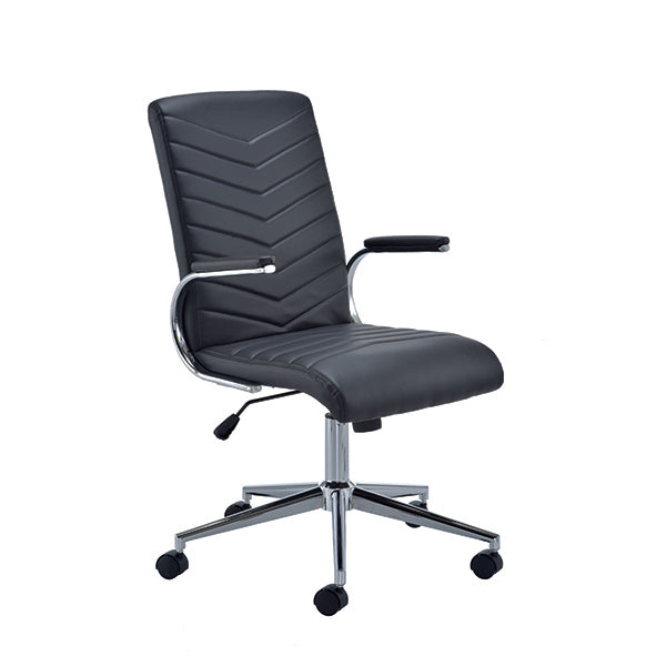Jemini Tarragona Medium Back Managers Chair Leather Look Black KF72988