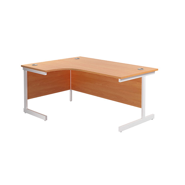 Jemini Radial Left Hand Cantilever Desk 1600x1200x730mm Beech/White KF801846