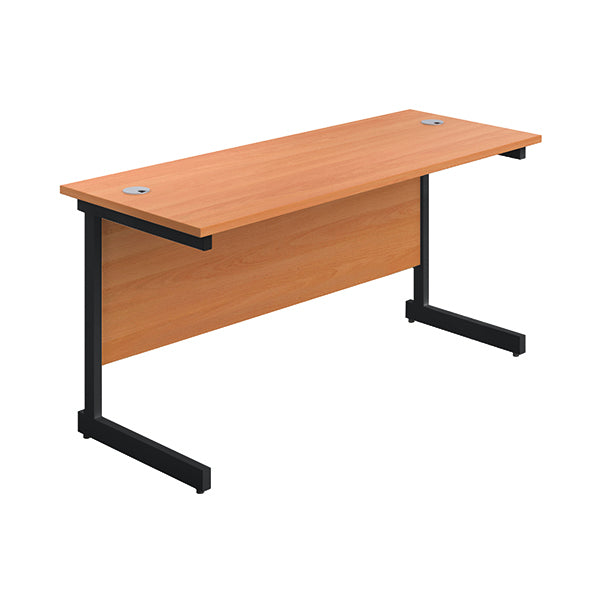 Jemini Rectangular Single Upright Cantilever Desk 1200x600x730mm Beech/Black KF803850